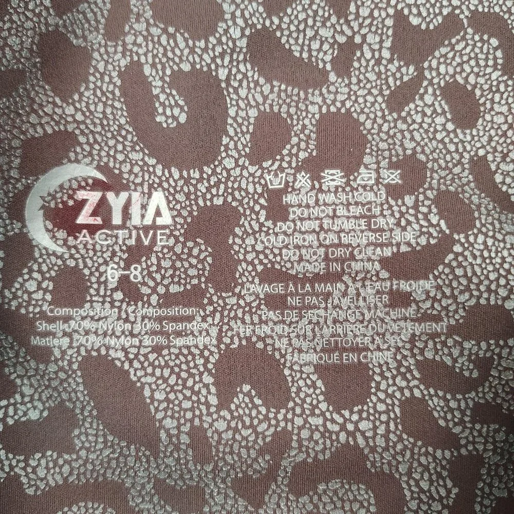 Zyia Purple Leopard Supreme High Rise Leggings Womens M 6-8 Athletic Yoga - Picture 6 of 11